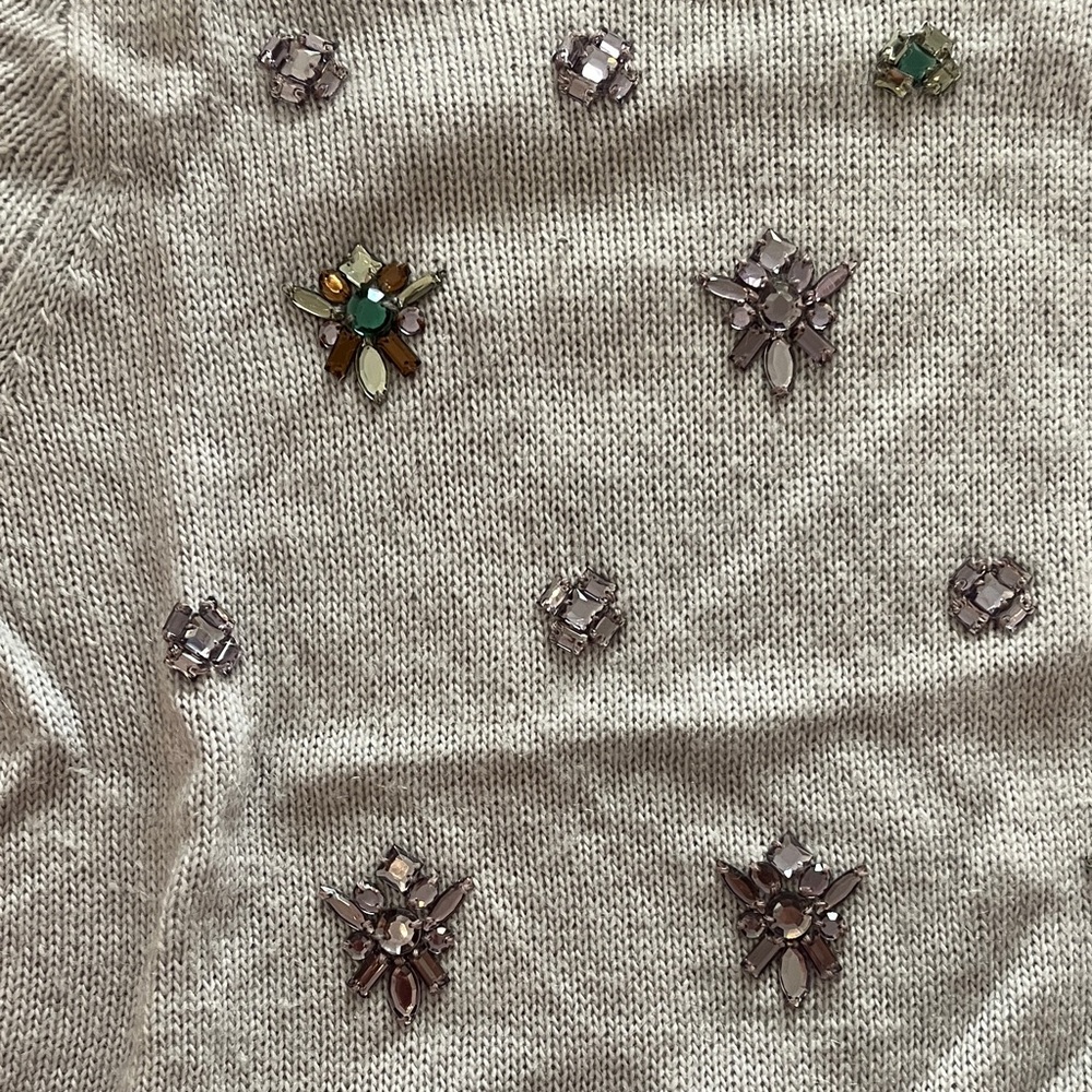 J. Crew Light Gray and lavender Embellished Sweater - Picture 6 of 6